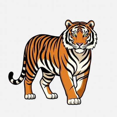 Tiger walking in natural stance