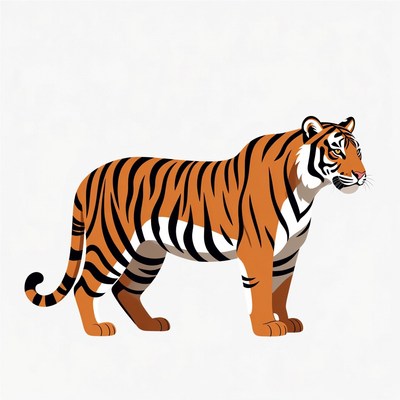 Tiger standing majestically in profile