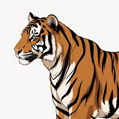 Vibrant tiger illustration in profile