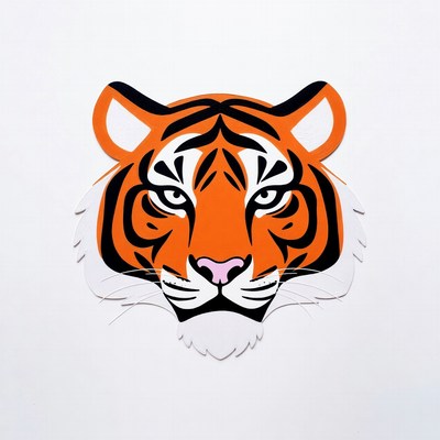 Tiger head cutout art piece