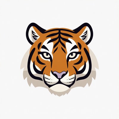 Tiger head illustration in bold colors