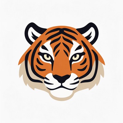 Vibrant tiger head illustration