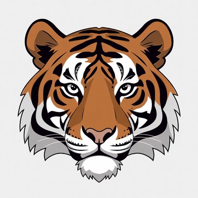Majestic tiger head design in bold colors