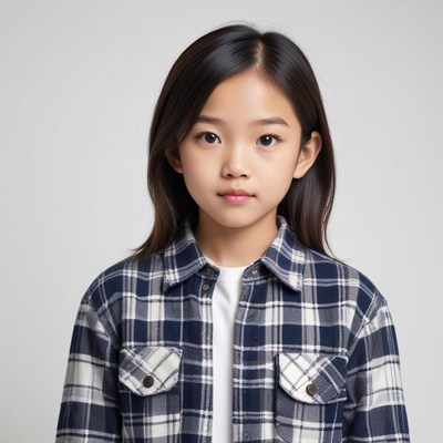 Young girl in plaid shirt