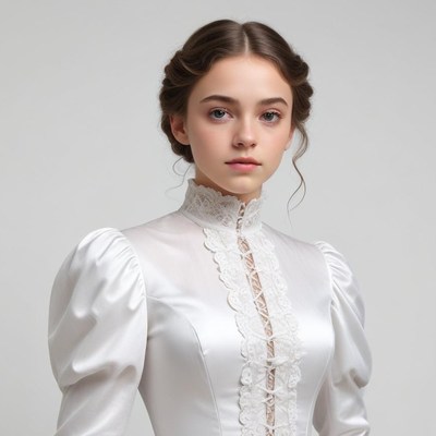 Elegant young woman in white dress