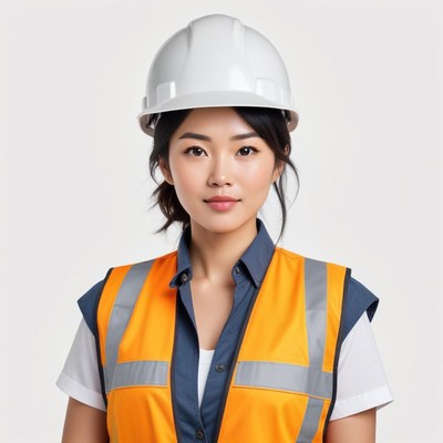 Woman in safety gear smiling