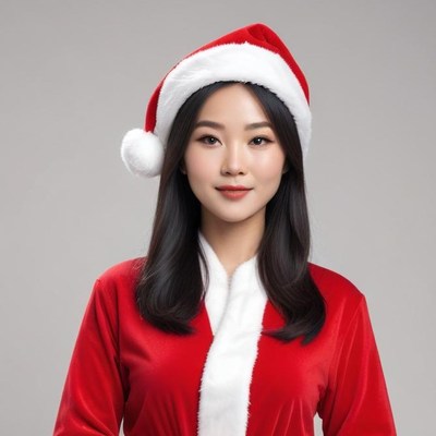 Woman in christmas outfit smiling