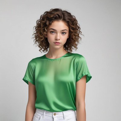 Young woman in green top