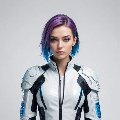 Futuristic character in sleek costume