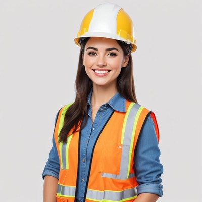 Woman in safety gear smiling