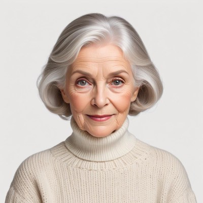 Mature woman with soft smile indoors