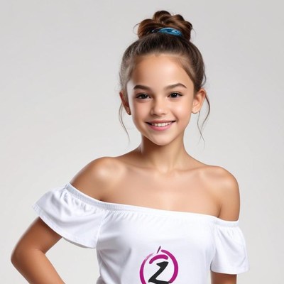 Young girl posing confidently in studio
