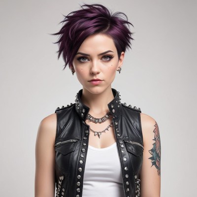 Confident young woman with purple hair