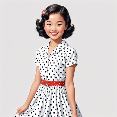 Charming girl in polka dot dress