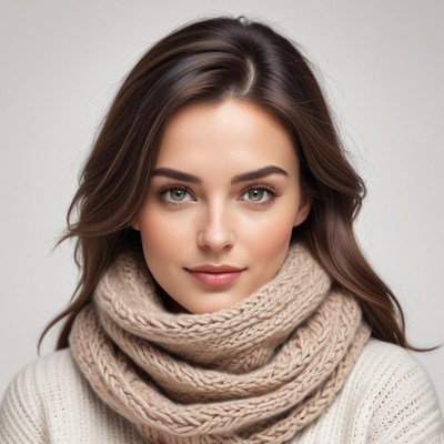 Elegant woman in cozy scarf