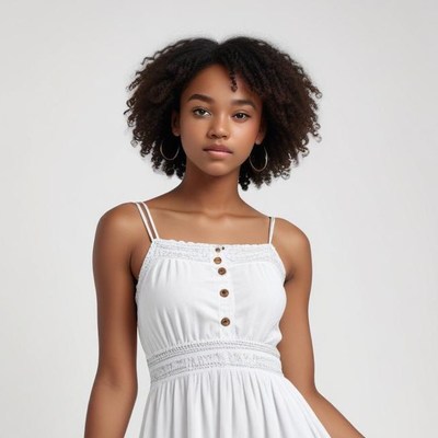 Young woman in white dress