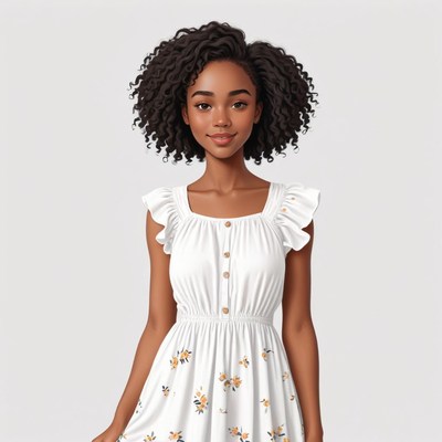 Young woman in floral dress