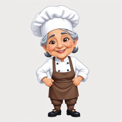 Cheerful chef character in uniform