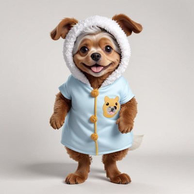 Cute dog dressed in cozy outfit