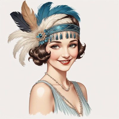 Flapper in blue and feathers