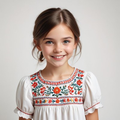 Sweet girl in embroidered dress