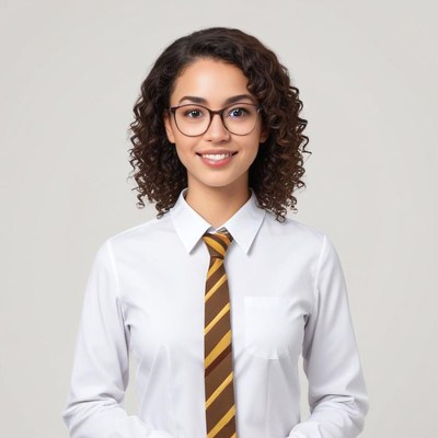 Smiling woman in formal attire