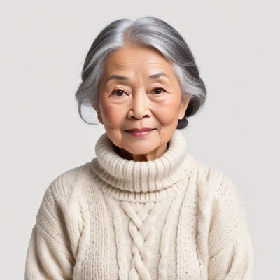 Graceful elderly woman with gray hair