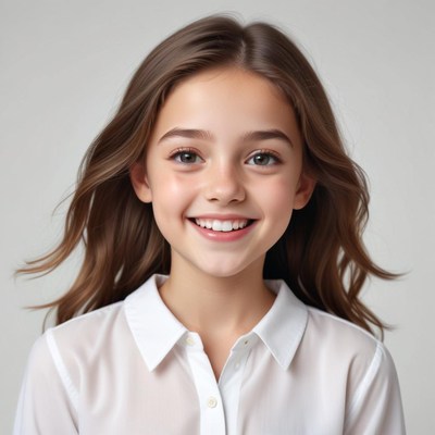 Smiling child with flowing hair