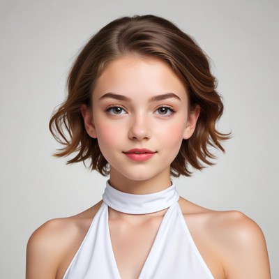 Charming woman with soft hairstyle