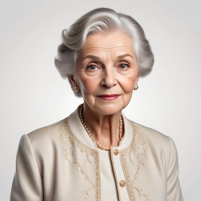 Elegant elderly woman with soft expression