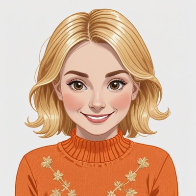 Bright smile and cheerful sweater