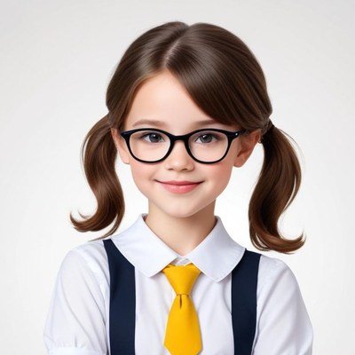 Young girl with glasses in school attire