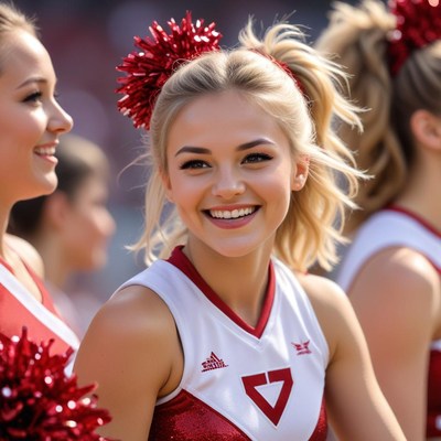 Cheerleaders performing at sports event