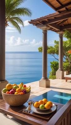 Scenic tropical fruit bowl view