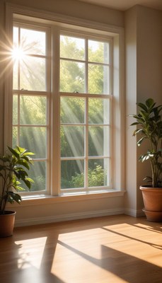 Sunlight streaming through windows