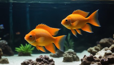 Colorful orange fish swimming in aquarium