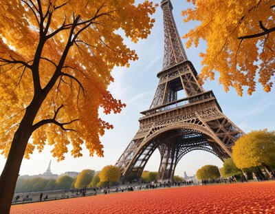 Autumn day at eiffel tower