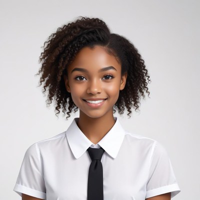 Young girl smiling in formal attire