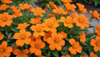 Bright orange flowers in garden