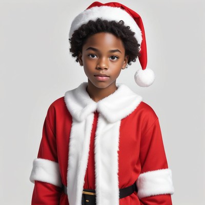 Kid in santa costume smiling