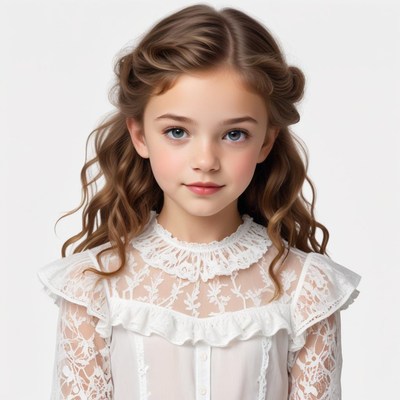 Young girl in elegant white dress
