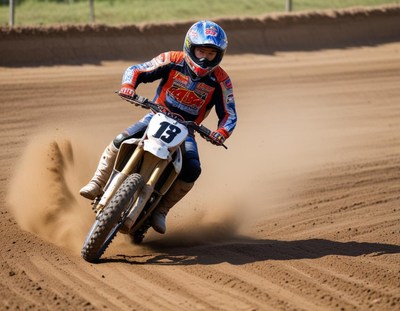 Young rider performing motocross stunt