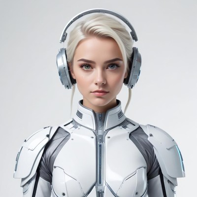 Futuristic warrior with headphones