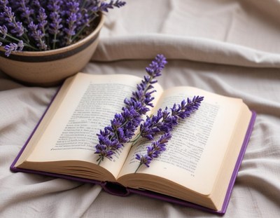 Soft lavender with an open book