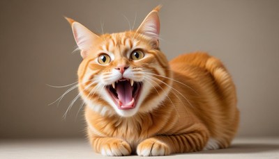 Energetic orange cat displaying excitement