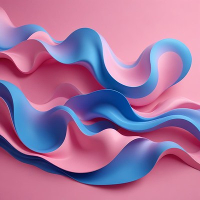 Flowing pink and blue paper waves
