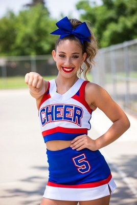 Cheerleader performing in sunny park