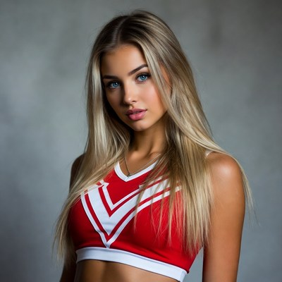Cheerleader portrait in vibrant outfit