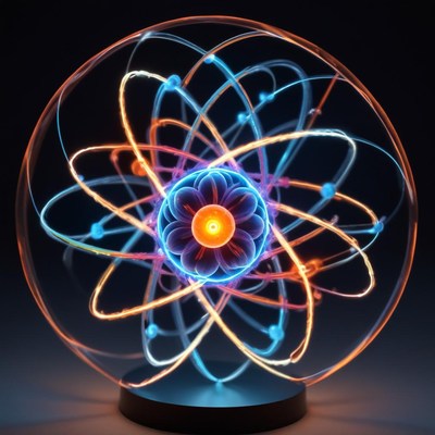 Colorful atomic model in glass sphere