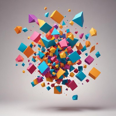 Colorful geometric shapes in motion